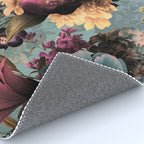 Vintage & Shabby Chic - Grey Botanical Lush Flowers Evening Garden Rug Gallery Image 4