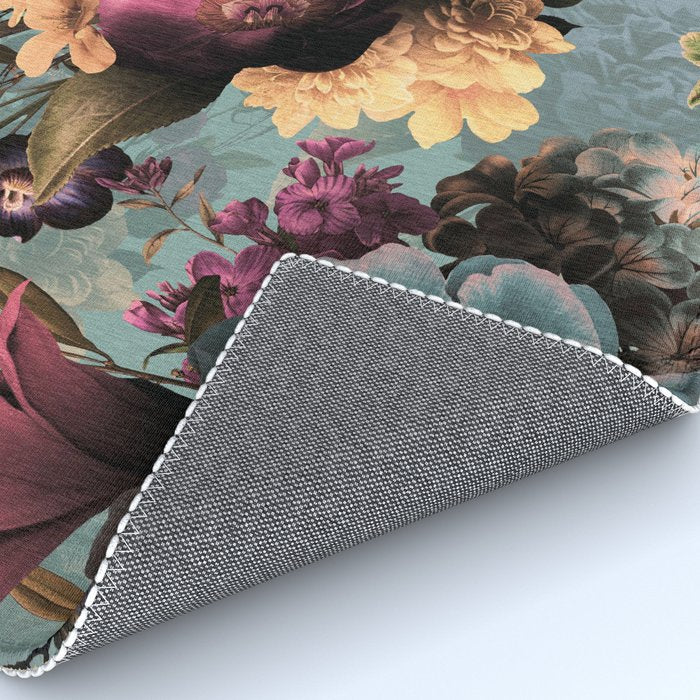 Vintage & Shabby Chic - Grey Botanical Lush Flowers Evening Garden Rug Gallery Image 4