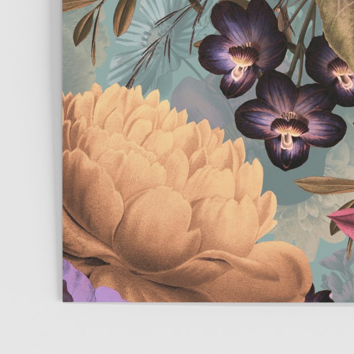 Vintage & Shabby Chic - Grey Botanical Lush Flowers Evening Garden Poster Gallery Image 3