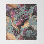 Vintage & Shabby Chic - Grey Botanical Lush Flowers Evening Garden Throw Blanket Gallery Image 2