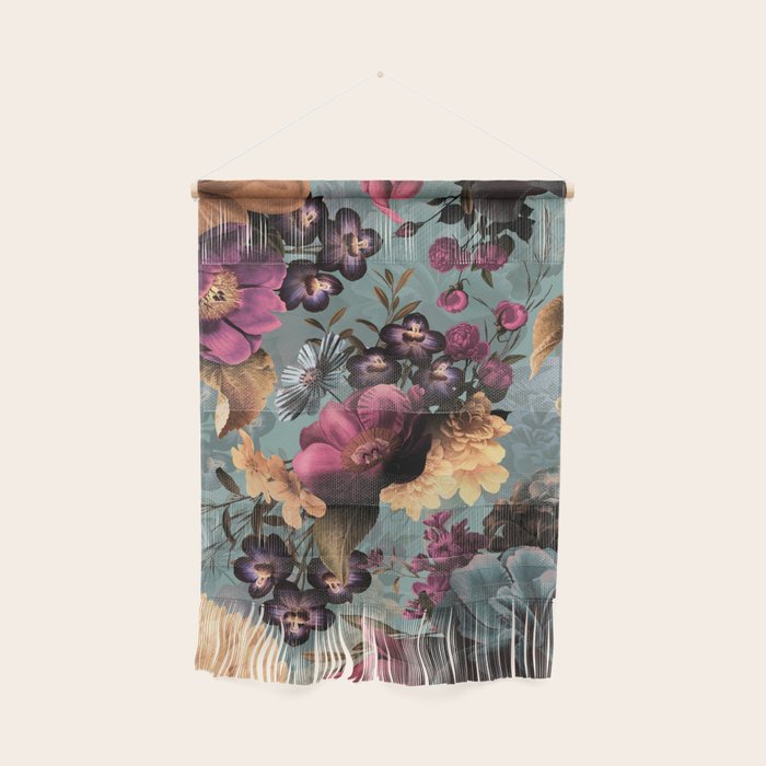 Vintage & Shabby Chic - Grey Botanical Lush Flowers Evening Garden Wall Hanging Gallery Image 1