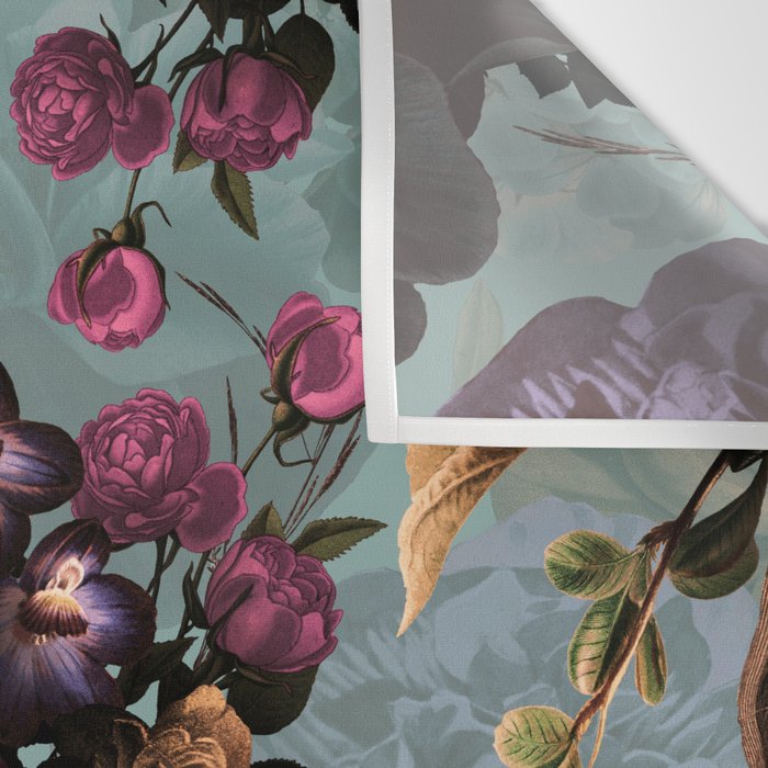 Vintage & Shabby Chic - Grey Botanical Lush Flowers Evening Garden Wall Tapestry Gallery Image 3