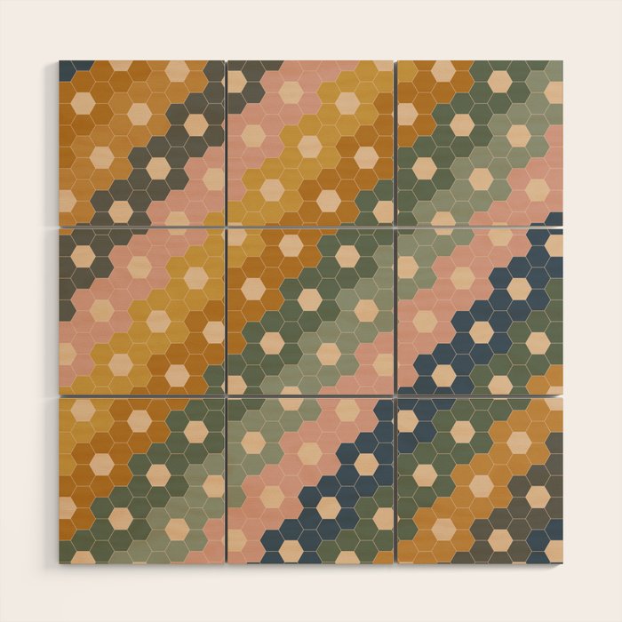 Hexagon Flowers Wood Wall Art Gallery Image 1