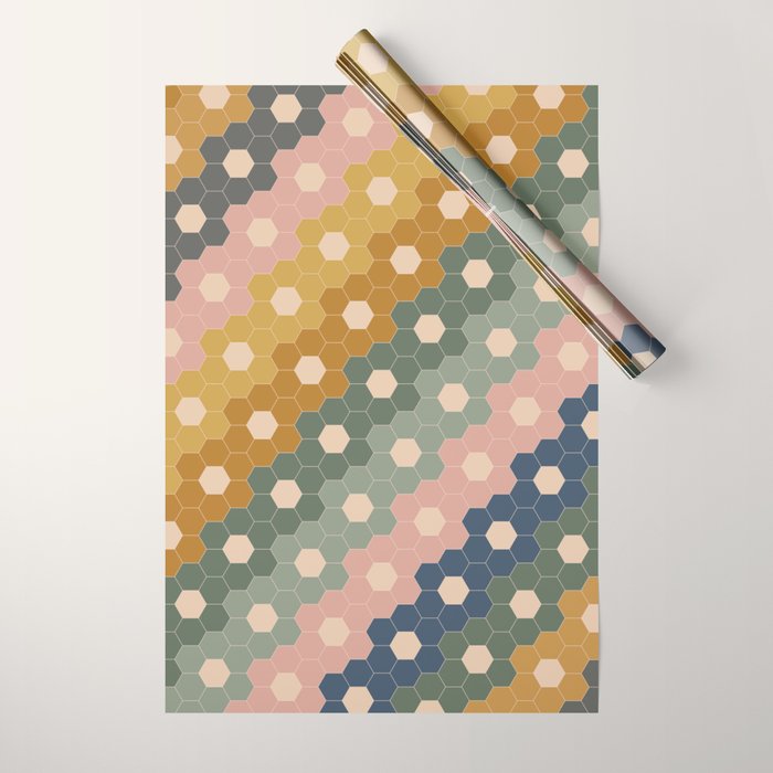 Hexagon Flowers Wrapping Paper Gallery Image 1