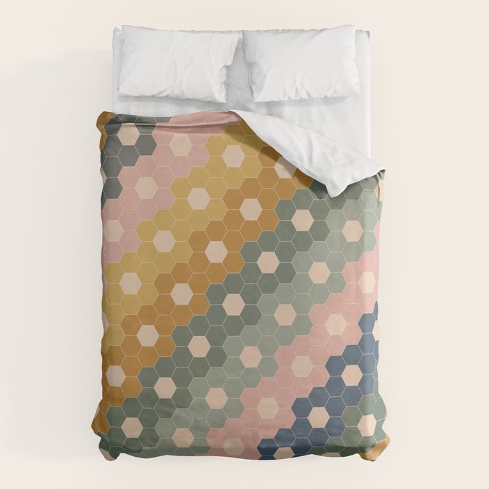 Hexagon Flowers Duvet Cover Gallery Image 1