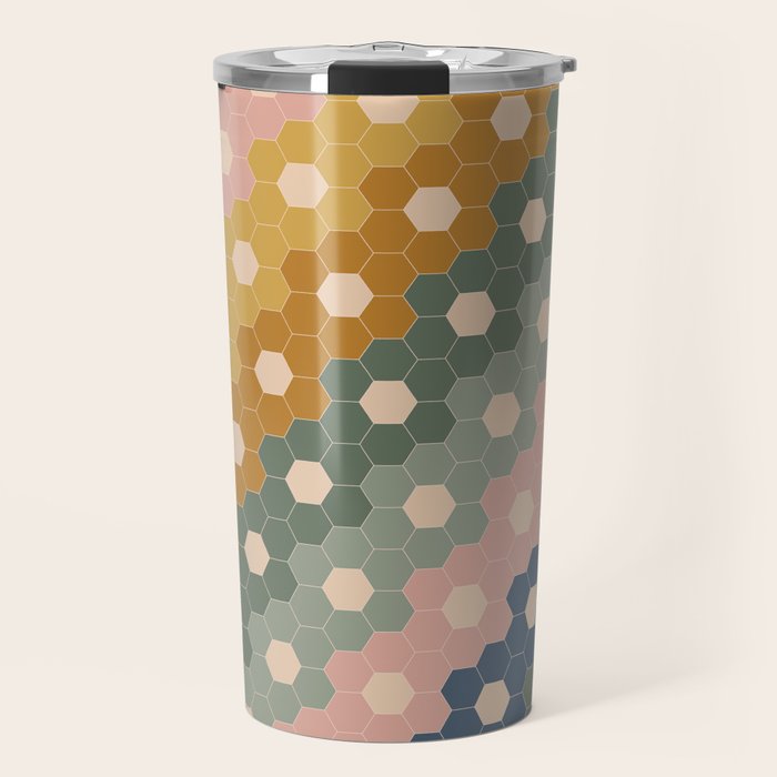 Hexagon Flowers Travel Mug Gallery Image 1