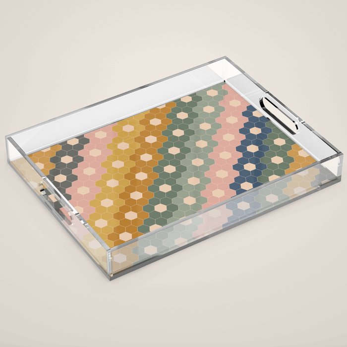 Hexagon Flowers Acrylic Tray Gallery Image 1