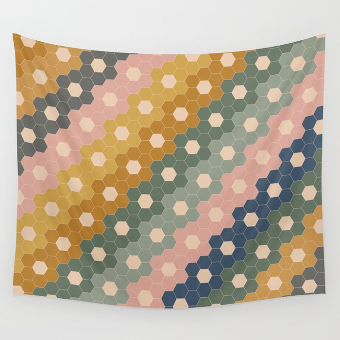 Hexagon Flowers Wall Tapestry Gallery Image 1