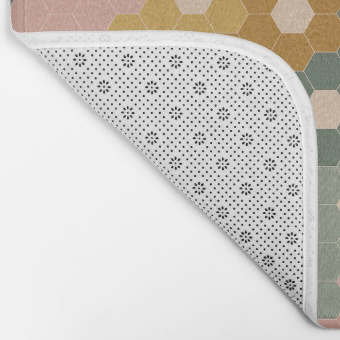 Hexagon Flowers Bath Mat Gallery Image 2