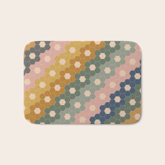 Hexagon Flowers Bath Mat Gallery Image 1