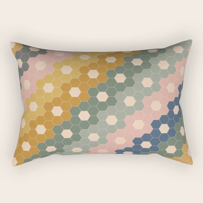 Hexagon Flowers Rectangular Pillow Gallery Image 1
