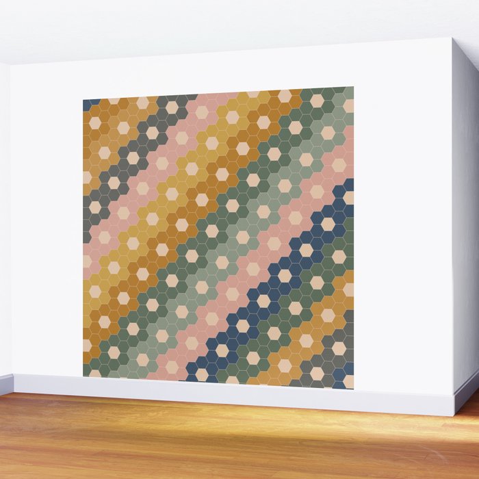 Hexagon Flowers Wall Mural Gallery Image 2
