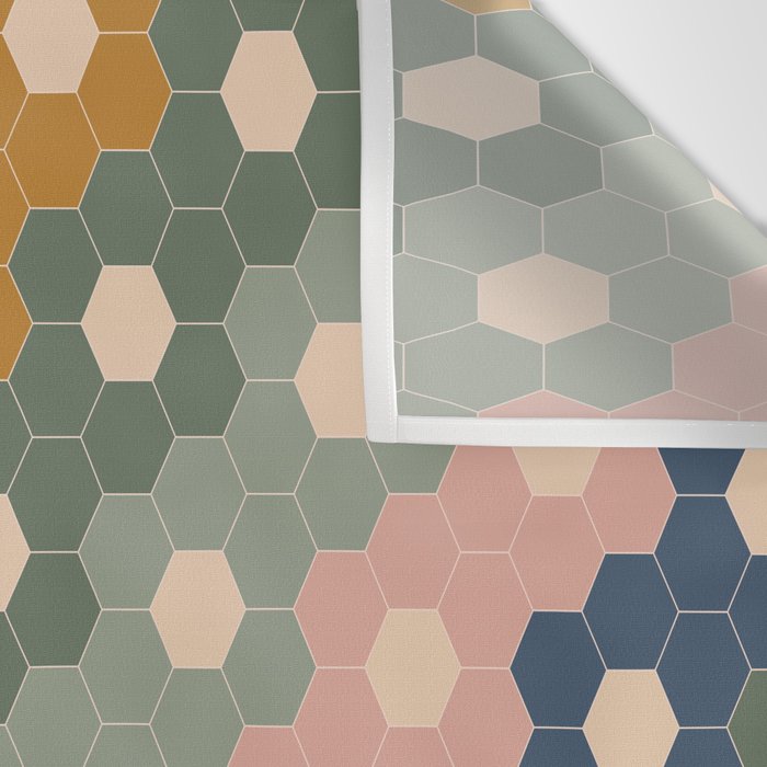 Hexagon Flowers Wall Tapestry Gallery Image 3