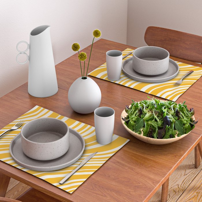 Wavy Stripes XLV - Golden Yellow Placemat Gallery Image 2