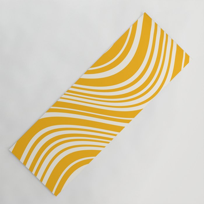 Wavy Stripes XLV - Golden Yellow Yoga Mat Gallery Image 1