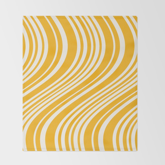 Wavy Stripes XLV - Golden Yellow Throw Blanket Gallery Image 2