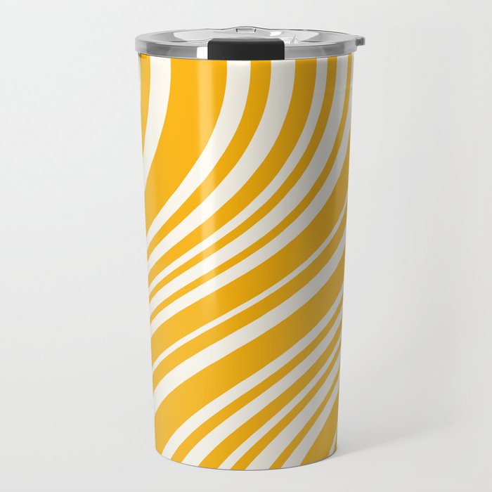 Wavy Stripes XLV - Golden Yellow Travel Mug Gallery Image 1