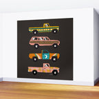 Retro Roads - Charcoal Wall Mural Gallery Image 2