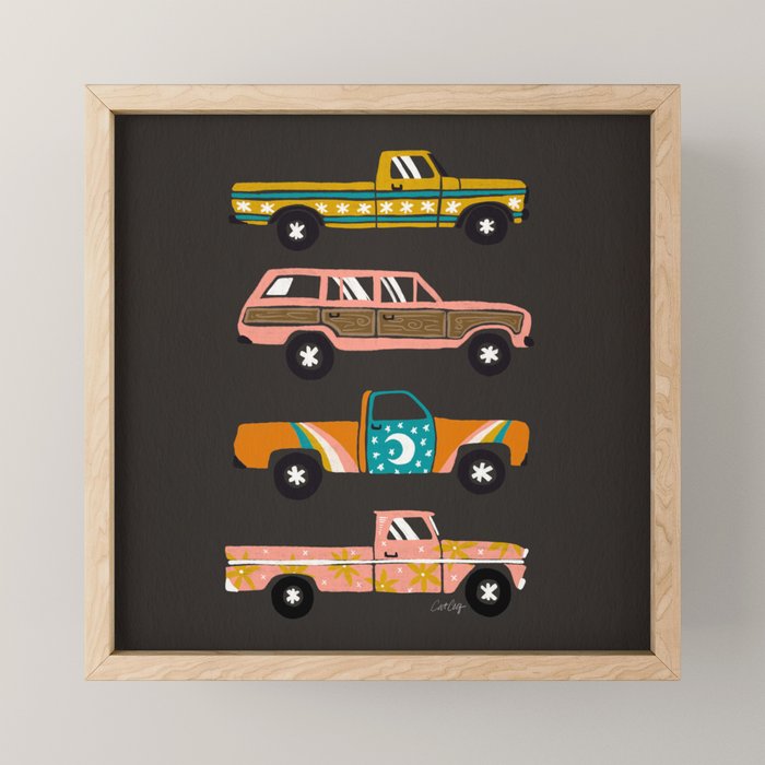Retro Roads - Charcoal Mini Art Print Gallery Image 1