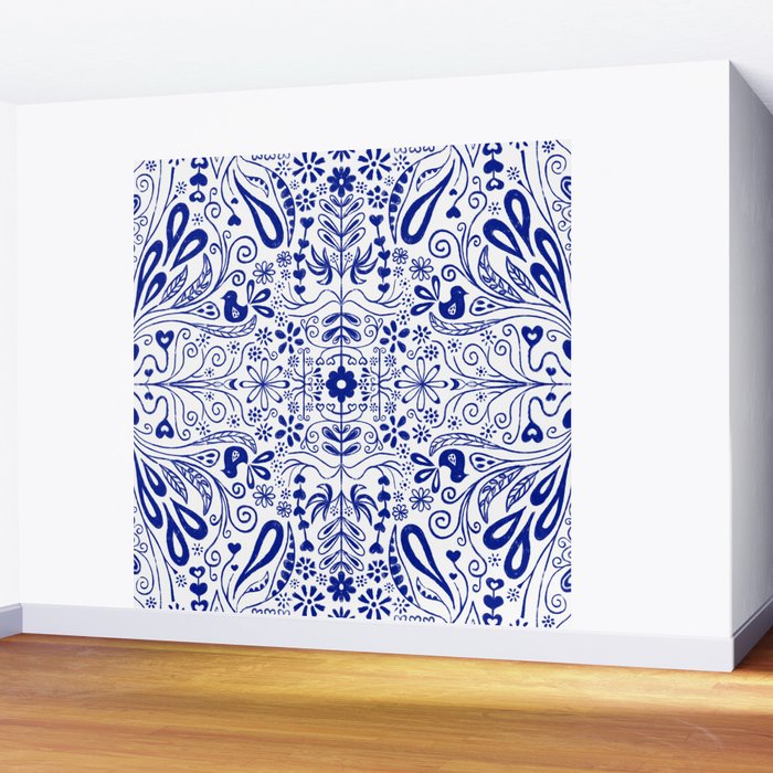 Chinoiserie Folk Seamless Pattern Wall Mural Gallery Image 2