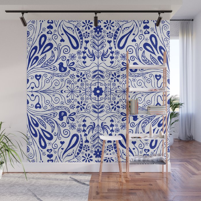 Chinoiserie Folk Seamless Pattern Wall Mural Gallery Image 1