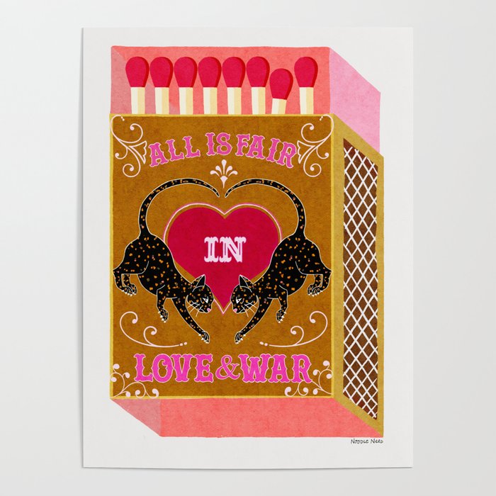 All is Fair in Love and War Vintage Matchbox Mustard & Pink Palette with Leopard Poster Gallery Image 4