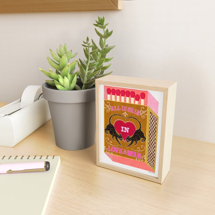 All is Fair in Love and War Vintage Matchbox Mustard & Pink Palette with Leopard Mini Art Print Gallery Image 2