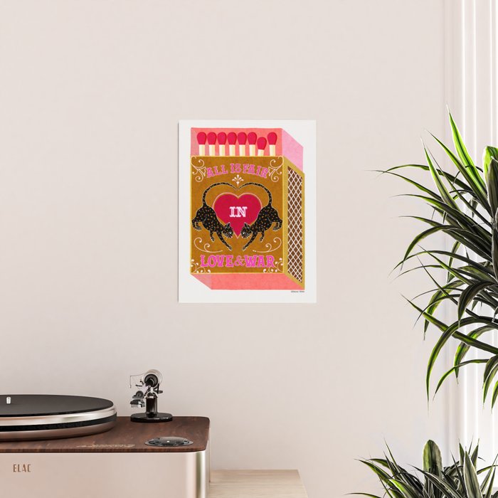 All is Fair in Love and War Vintage Matchbox Mustard & Pink Palette with Leopard Poster Gallery Image 2