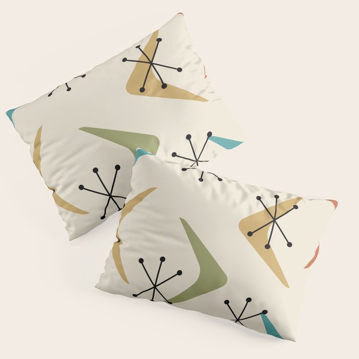 Mid Century Boomerangs And Starbursts Multicolored 1 Pillow Sham Gallery Image 3