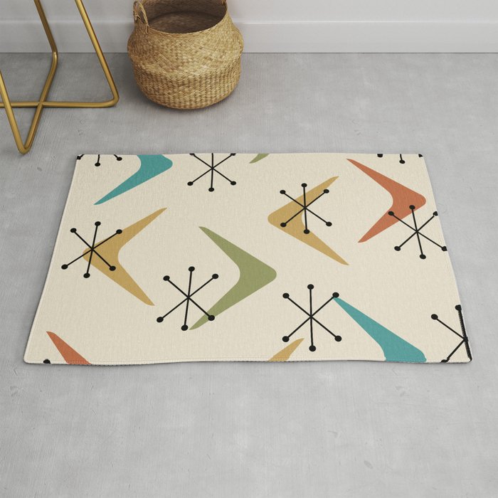 Mid Century Boomerangs And Starbursts Multicolored 1 Rug Gallery Image 1