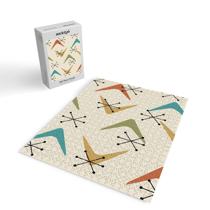 Mid Century Boomerangs And Starbursts Multicolored 1 Jigsaw Puzzle Gallery Image 2