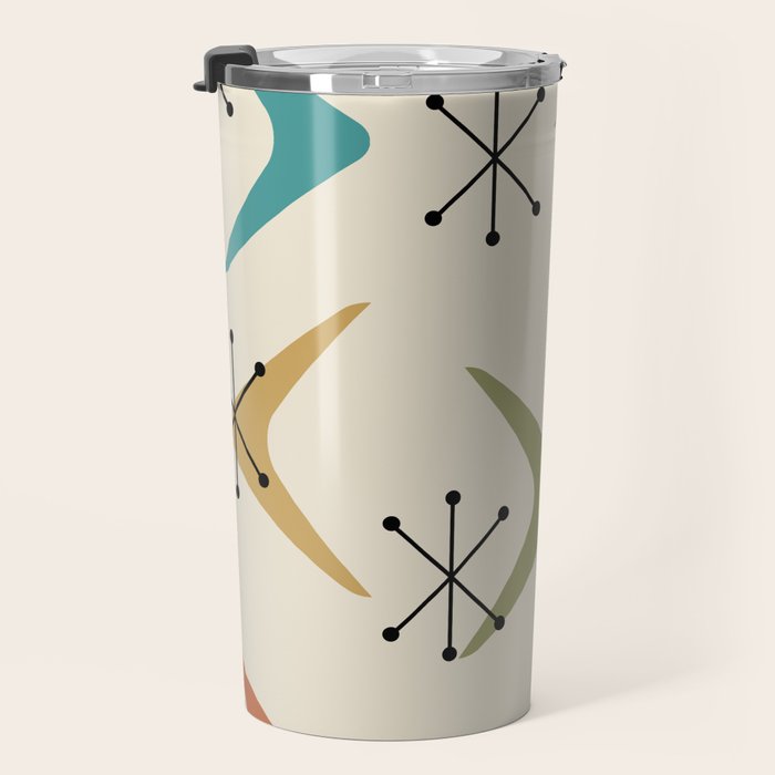 Mid Century Boomerangs And Starbursts Multicolored 1 Travel Mug Gallery Image 3