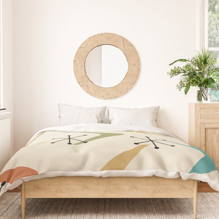 Mid Century Boomerangs And Starbursts Multicolored 1 Duvet Cover Gallery Image 3