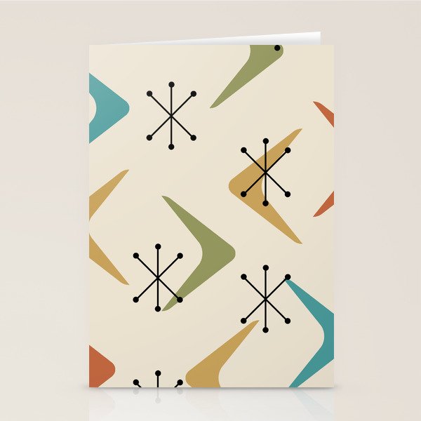 Mid Century Boomerangs And Starbursts Multicolored 1 Stationery Card Gallery Image 2