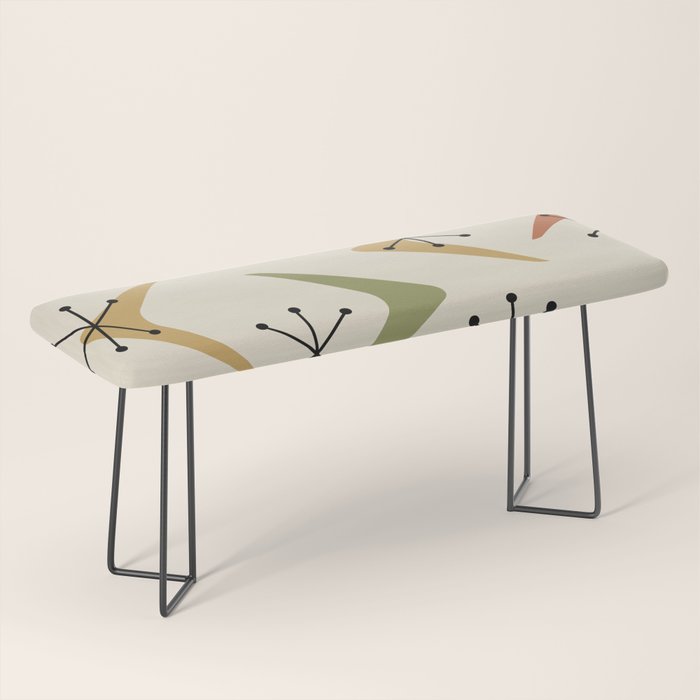 Mid Century Boomerangs And Starbursts Multicolored 1 Bench Gallery Image 1