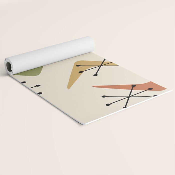 Mid Century Boomerangs And Starbursts Multicolored 1 Yoga Mat Gallery Image 2