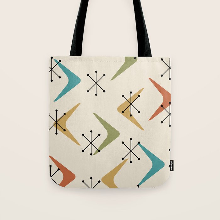 Mid Century Boomerangs And Starbursts Multicolored 1 Tote Bag Gallery Image 1
