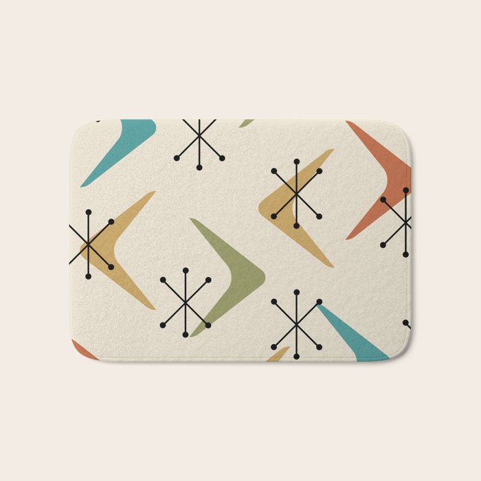 Mid Century Boomerangs And Starbursts Multicolored 1 Bath Mat Gallery Image 1