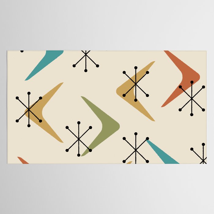 Mid Century Boomerangs And Starbursts Multicolored 1 Tablecloth Gallery Image 2