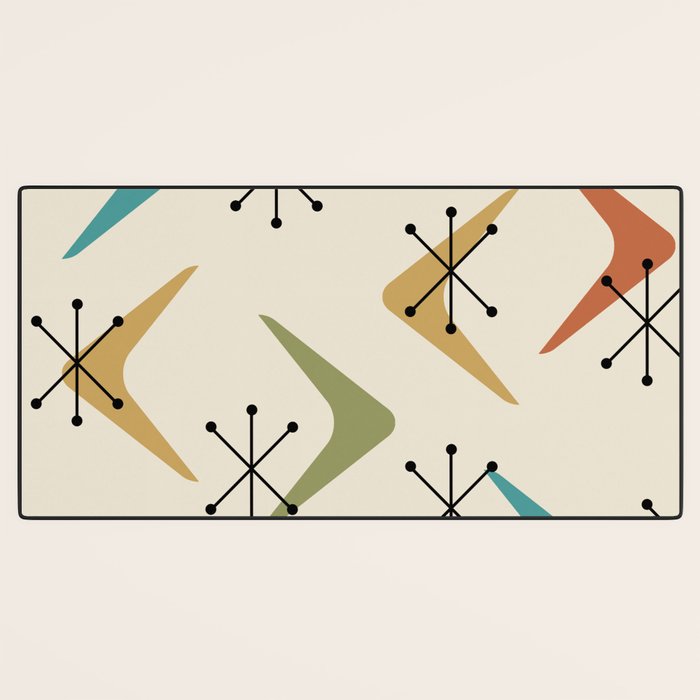 Mid Century Boomerangs And Starbursts Multicolored 1 Desk Mat Gallery Image 3