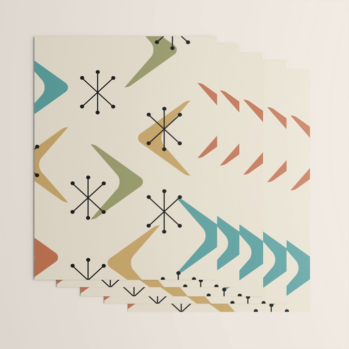 Mid Century Boomerangs And Starbursts Multicolored 1 Wrapping Paper Gallery Image 3