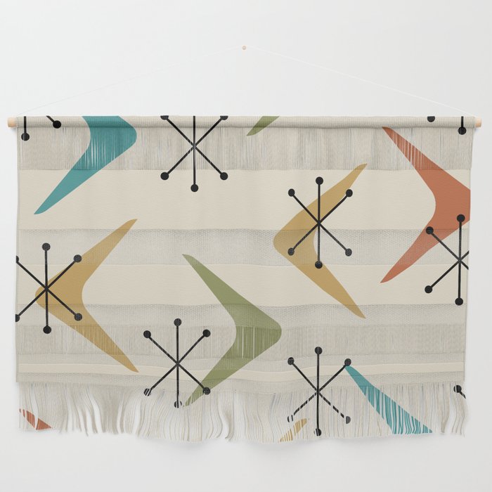 Mid Century Boomerangs And Starbursts Multicolored 1 Wall Hanging Gallery Image 1