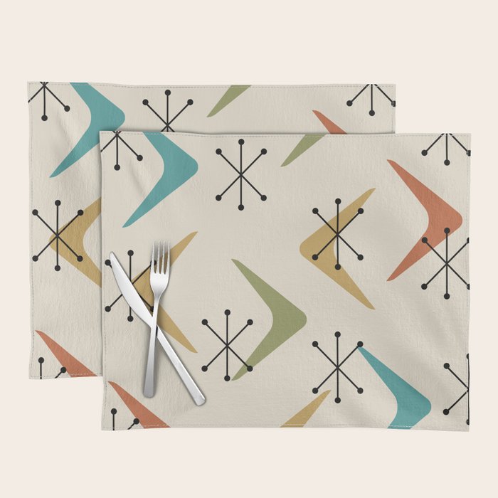 Mid Century Boomerangs And Starbursts Multicolored 1 Placemat Gallery Image 1
