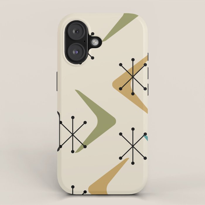 Mid Century Boomerangs And Starbursts Multicolored 1 iPhone Case Gallery Image 1