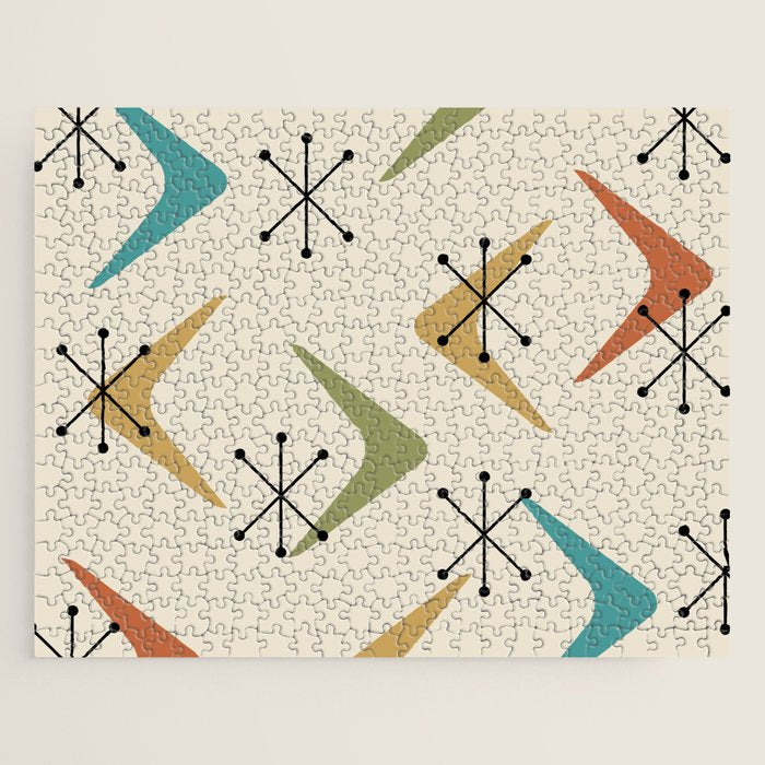 Mid Century Boomerangs And Starbursts Multicolored 1 Jigsaw Puzzle Gallery Image 1