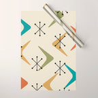 Mid Century Boomerangs And Starbursts Multicolored 1 Wrapping Paper Gallery Image 1