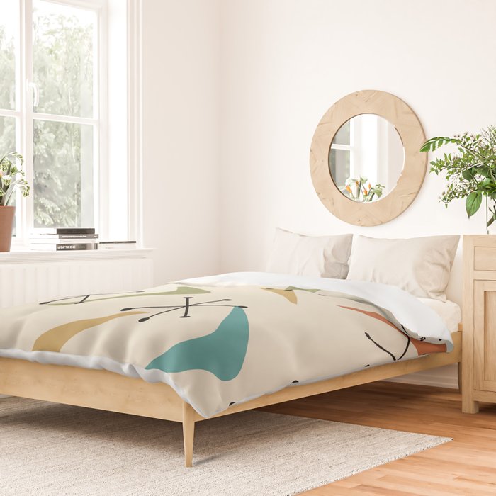 Mid Century Boomerangs And Starbursts Multicolored 1 Duvet Cover Gallery Image 2
