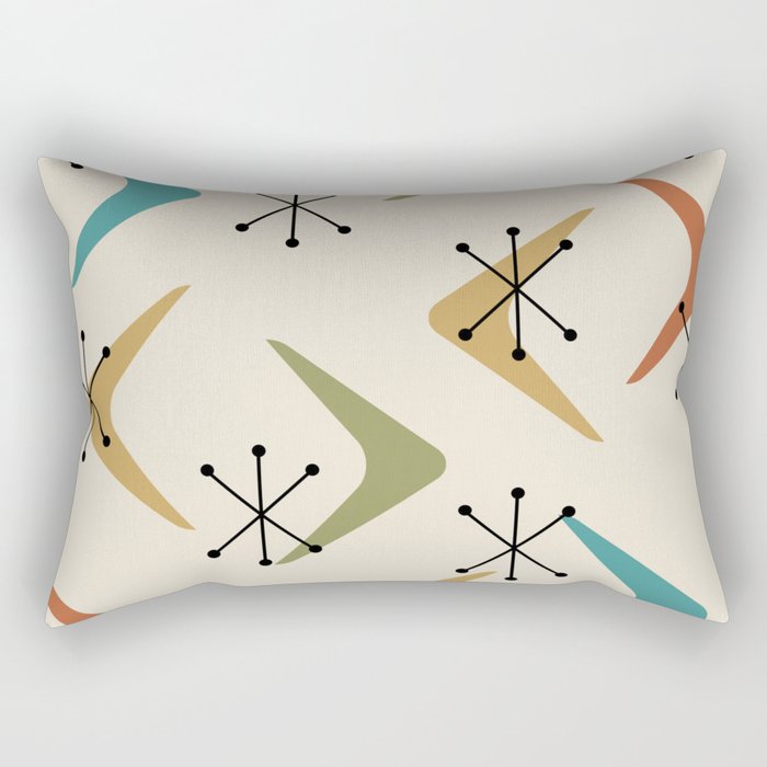 Mid Century Boomerangs And Starbursts Multicolored 1 Rectangular Pillow Gallery Image 2