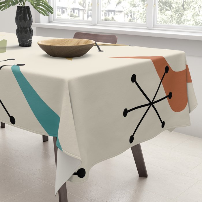Mid Century Boomerangs And Starbursts Multicolored 1 Tablecloth Gallery Image 3