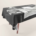 Vintage Let them eat cake kittens with cake and candles funny humorous black and white photograph Tablecloth Gallery Image 1
